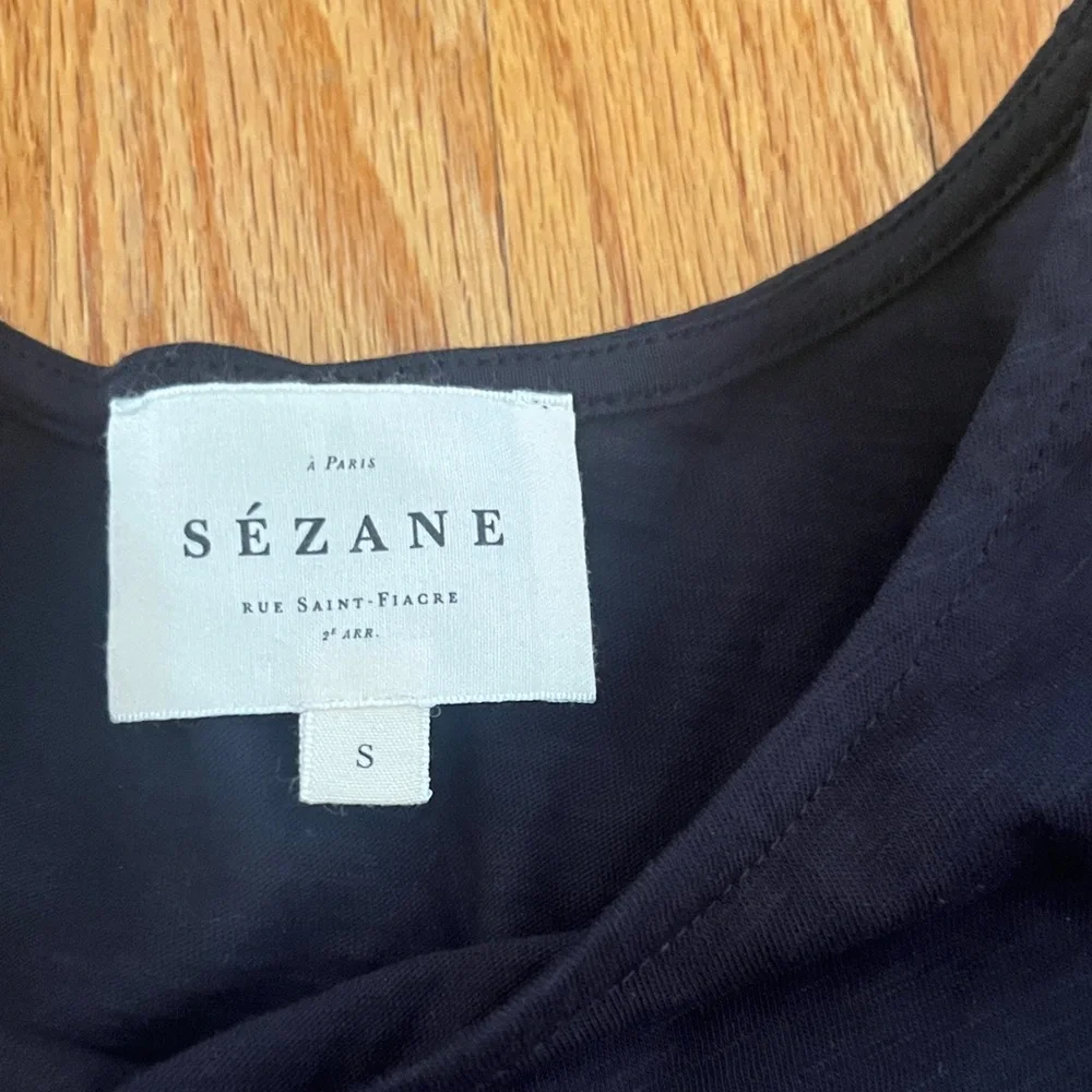 Sezane Hortense Black Top with Lace Sleeves Small NWOT - Picture 2 of 4